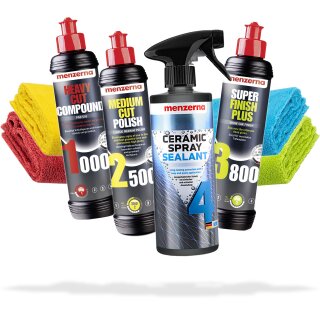 Polierset: 1000 + 2500 + 3800 + Ceramic Spray Sealant Protection 0,5L + 4 Poliertücher